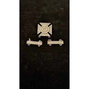 Vintage Sterling Silver US Military Marksmanship Qualification Badge 2 RifleBars